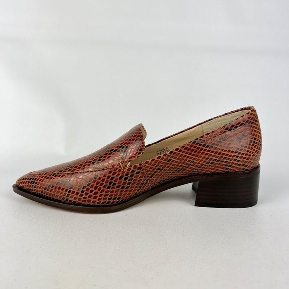 Vince Camuto Womens Satillie Brown Leather Snake Pointed Toe Loafer Shoes size 7 - Picture 6 of 16